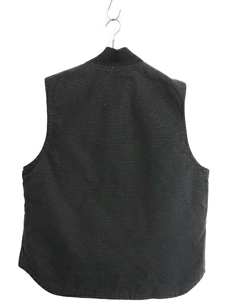 カーハート 中綿 ダック ベスト メンズ M 程/ ナイロン キルティング ライナー フルジップ 重ね着 前開き ワーク ノースリーブ シンプル 黒