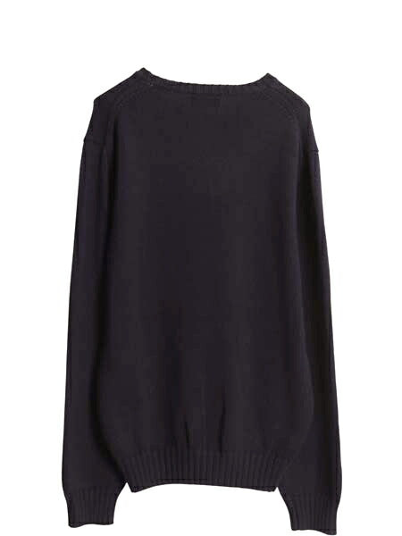 USA製 ポロ ラルフローレン 星条旗 ニット セーターメンズ L 古着 コットン 長袖ニット 長袖セーター クルーネック ミドルゲージ ネイビー