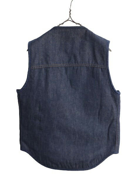 濃紺 70s USA製 カーハート 裏 ボア デニム ベスト メンズ S / 古着 CARHARTT 70年代 ヴィンテージ プリントタグ パイル フリース ワーク