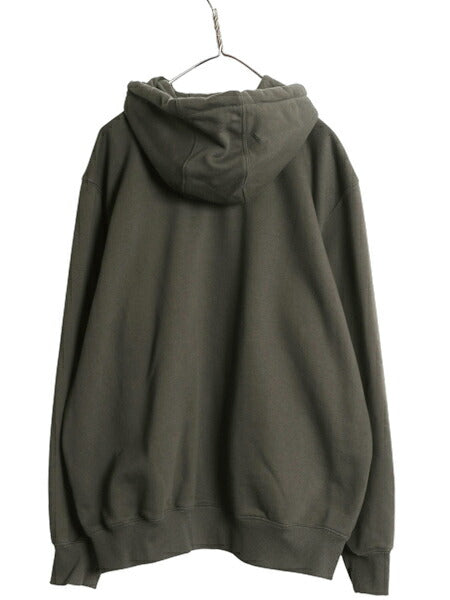 US企画 カーハート フルジップ スウェット フード パーカー メンズ L / 古着 トレーナー ヘビーウェイト ワンポイント 裏起毛 撥水加工 緑