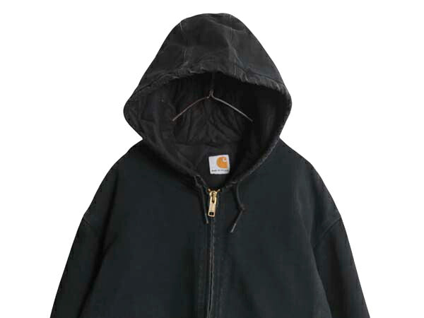 USA製 US企画 カーハート アクティブ ジャケット メンズ XL / ワーク ダック パーカー 中綿 キルティング ライナー フルジップ ブルゾン 黒