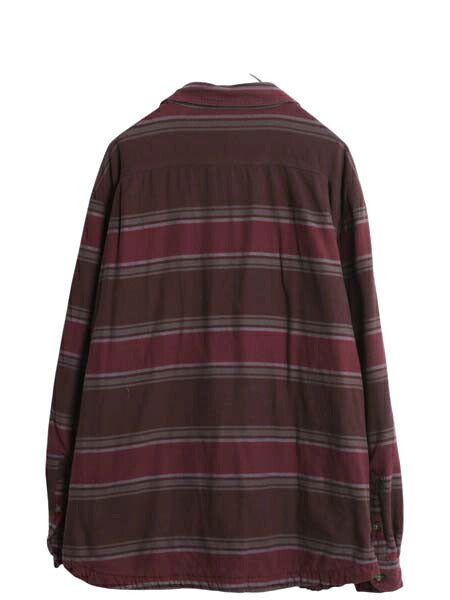 US企画 カーハート ボーダー フランネル シャツ ジャケット メンズ XL フリース ライナー付き ストレッチ ネルシャツ 大きいサイズ ワーク