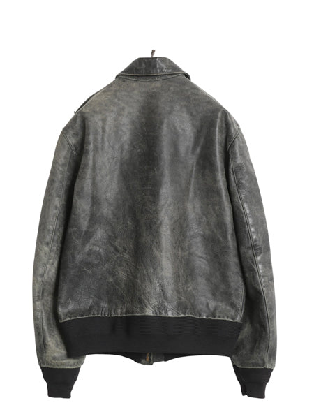 80s USA製 ★ ウィリス&ガイガー A-2 フライト ジャケット 42 メンズ L 程/ ヴィンテージ 本革 レザー 革ジャン ボンバー ホースハイド 黒