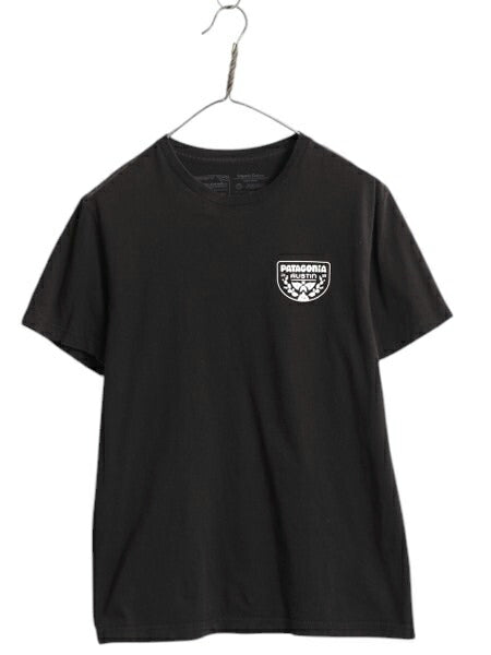 パタゴニア 両面 プリント 半袖 Tシャツ メンズ S / アウトドア グラフィック イラスト アート ステッカー スリム フィット カットソー 黒