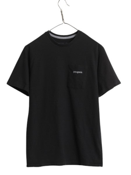 パタゴニア ポケット付き 両面 プリント 半袖 Tシャツ メンズ XS 20年製 アウトドア ポケT グラフィック イラスト バックプリント ブラック