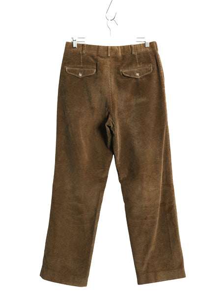 90s USA製 ランズエンド 太畝 コーデュロイ パンツ メンズ 32 30 古着 オールド スラックス ストレート ノータック シンプル 無地 ブラウン