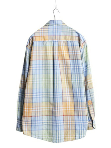 USA製 バーバリー ロンドン チェック 長袖 ボタンダウン シャツ メンズ L / BURBERRY LONDON 薄手 ポケット付き マルチカラー ワイシャツ
