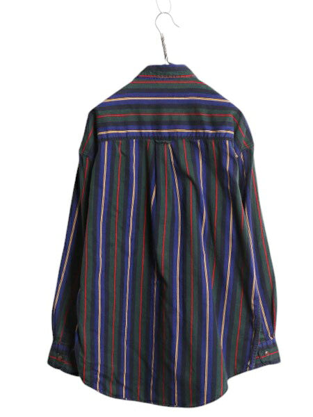 90s チャップス ラルフローレン ストライプ 長袖 ボタンダウン シャツ メンズ L / 古着 オールド ポロ コットン ポケット付き マルチカラー