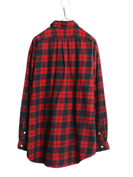 90s ラルフローレン チェック ボタンダウン フランネル シャツ メンズ XL オールド ポロ 長袖シャツ ネルシャツ 大きいサイズ マルチカラー