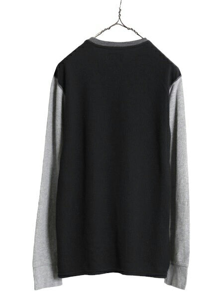 ポロ ラルフローレン サーマル 長袖 Tシャツ メンズ L / 古着 ロンT ワッフル ワンポイント ロゴ カットソー 長袖Tシャツ ツートン 黒 灰