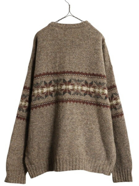 90s USA製 ウールリッチ ノルディック 総柄 ニット セーター メンズ XL / 古着 90年代 オールド Woolrich アウトドア ウール ミドルゲージ