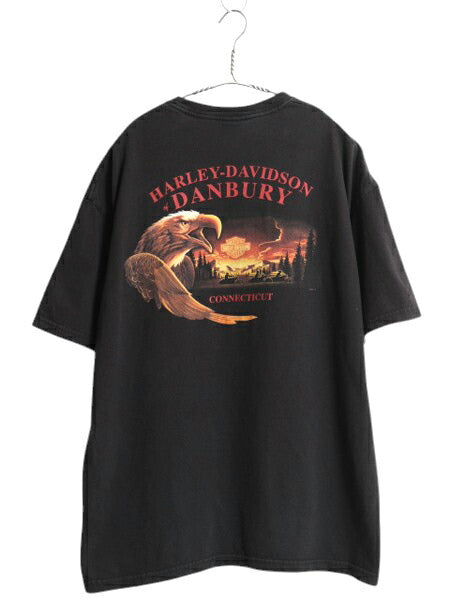 00s ハーレー ダビットソン 両面 プリント Tシャツ メンズ XL / オールド オフィシャル イーグル バイク 大きいサイズ ヘビーウェイト 黒