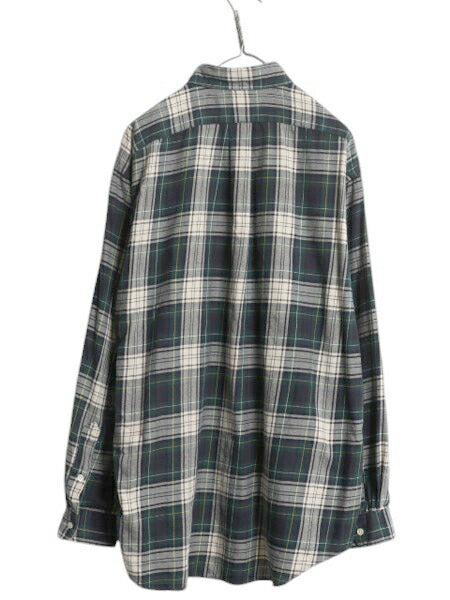 90s ラルフローレン チェック ボタンダウン 長袖 フランネル シャツ メンズ L / 90年代 オールド ポロ 長袖シャツ ネルシャツ マルチカラー
