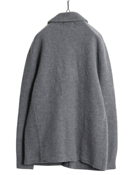 J CREW ショールカラー ニット カーディガン ジャケット メンズ M 古着 高級 100% メリノ ウール セーター WALLACE&BARNES 無地 灰 前開き