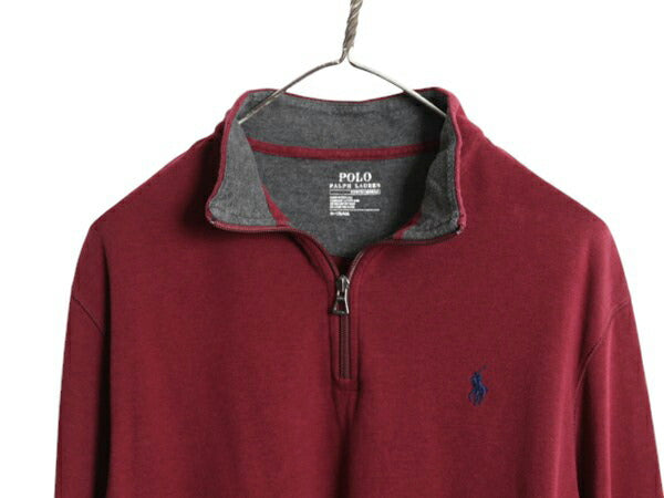 ポロ ラルフローレン ハイネック 長袖 Tシャツ メンズ M 古着 ハーフジップ ロンT ストレッチ カットソー ワンポイント スウェット タイプ