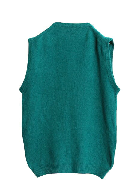 80s OLD GAP ウール ニット ベスト メンズ レディース S 古着 ヴィンテージ オールド ギャップ 無地 セーター Vネック ターコイズ グリーン