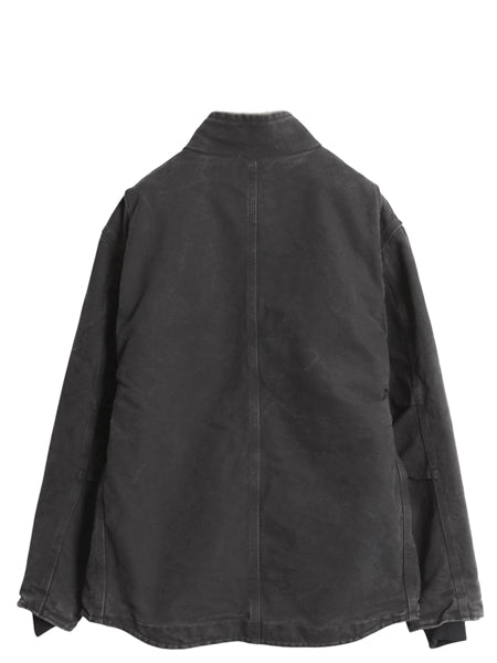 US企画 カーハート モックネック 裏 ボア ダック ジャケット メンズ M / CARHARTT ワーク パイル フリース フルジップ ブルゾン ブラック