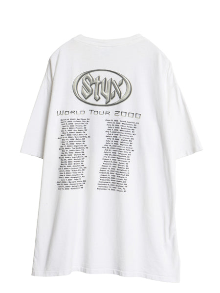 00s スティクス ツアー 両面 プリント Tシャツ メンズ XL 古着 オールド バンド ロック イラスト フォト シングルステッチ 大きいサイズ 白