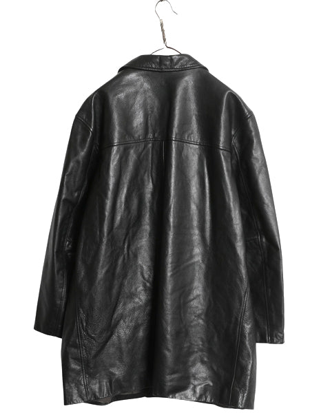 00s バナナリパブリック 本革 レザー カーコート メンズ XL / オールド ハーフ コート 大きいサイズ ジャケット 革ジャン オールレザー 黒