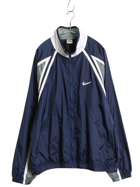 90s ナイキ フルジップ ナイロン トラック ジャケット メンズ XL オールド ビッグ スウッシュ ウインドブレーカー ジャンパー 大きいサイズ