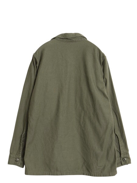 60s 米軍実物 US ARMY コットン サテン ユーティリティ シャツ M / ヴィンテージ OG107 シャツ袖 2nd ミリタリー 軍物 ワッペン付き カーキ