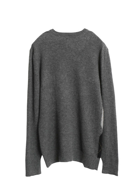 バナナリパブリック Vネック ニット セーター レディース M / 古着 アーガイル 高級 100% カシミヤ きれいめ シンプル 長袖セーター グレー