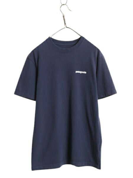 パタゴニア 両面 プリント 半袖 Tシャツ メンズ S / 18年製 Patagonia アウトドア P6 バックプリント ボックスロゴ クルーネック ネイビー