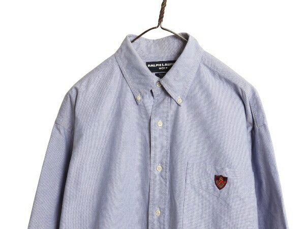 90s ラルフローレン ゴルフ長袖 ボタンダウン シャツ メンズ L オールド ポロ 長袖シャツ オックスフォード コットン ワイシャツ きれいめ