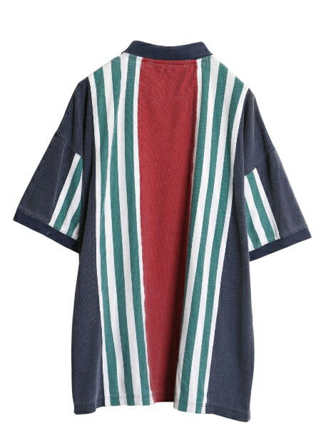 90s エディーバウアー ストライプ 鹿の子 半袖 ポロシャツ メンズ XL オールド 半袖シャツ コットン カットソー マルチカラー 大きいサイズ