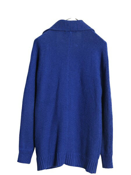 00s ローレン ラルフローレン オープンカラー ニット カーディガン レディース S オールド ポロ コットン アクリル 重ね着 セーター ブルー