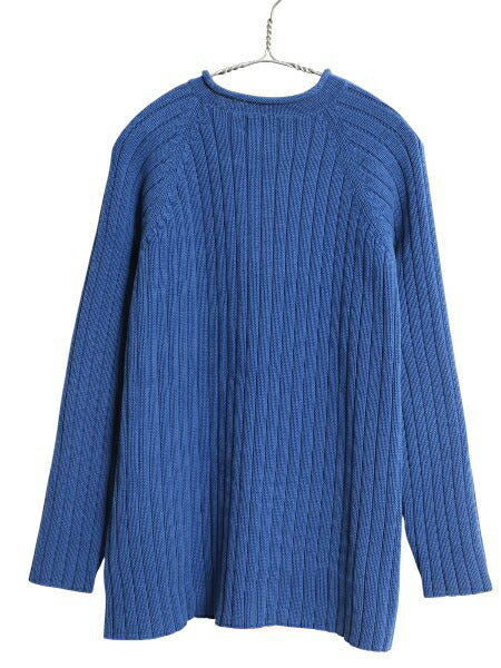 90s ローレン ラルフローレン ロールネック ニット セーター レディース XL 古着 オールド ポロ コットン リブ編み 無地 厚手 大きいサイズ