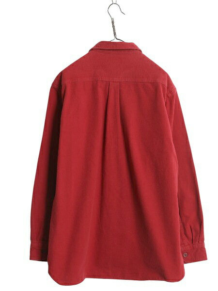 エルエルビーン シャモア クロス 長袖 シャツ メンズ L アウトドア ネルシャツ ヘビーウェイト コットン ゆったり 無地 フランネル エンジ