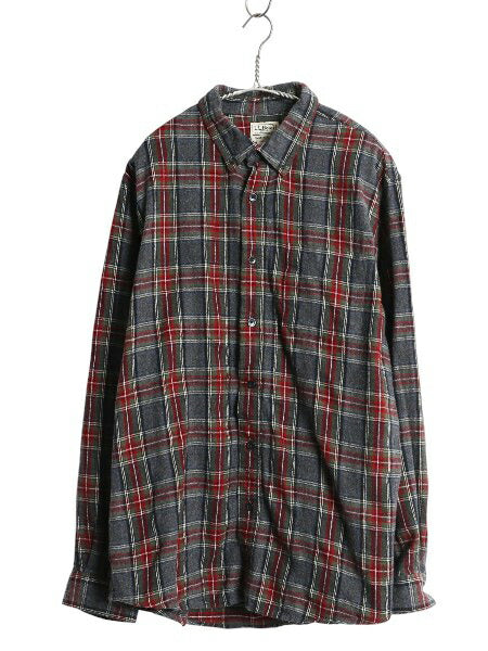 エルエルビーン チェック 長袖 ボタンダウン フランネル シャツ メンズ L 古着 長袖シャツ ネルシャツ コットン マルチカラー BD ゆったり