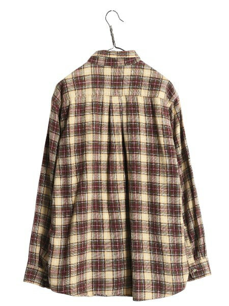00s エルエルビーン チェック 長袖 ボタンダウン フランネル シャツ メンズ L 古着 オールド 長袖シャツ ネルシャツ BD コットン ゆったり
