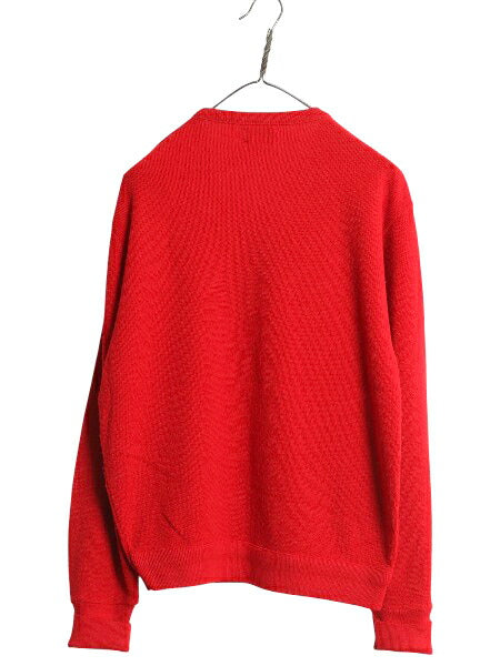 80s USA製 ラコステ Vネック アクリル ニット セーター メンズ レディース M 古着 ヴィンテージ ワンポイント シンプル 薄手 カジュアル 赤