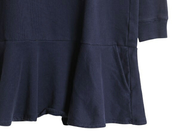 ポロベア ポロ ラルフローレン プリント スウェット ワンピース キッズ XL レディース S 古着 コットン 裏起毛 チュニック プルオーバー 紺