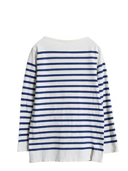 フランス製 オーシバル バスクシャツ メンズ S レディース M 程 古着 コットン カットソー 長袖 Tシャツ ボーダー ボックス ツートン 青 白