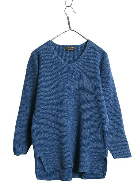 90s イギリス製 ブルックスブラザーズ Vネック ニット セーター レディース XS オールド コットン アクリル リブ編み カットソー ボックス
