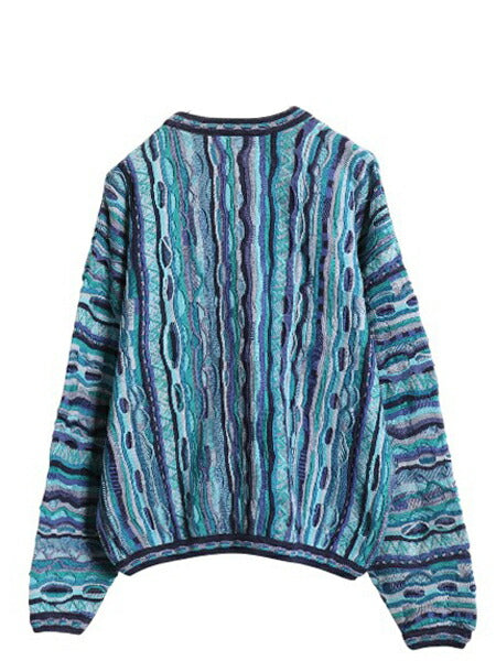 90s カナダ製 TUNDRA 3D 立体編み デザイン ニット セーター メンズ M / オールド コットン 総柄 マルチカラー ゆったり 長袖ニット 薄手