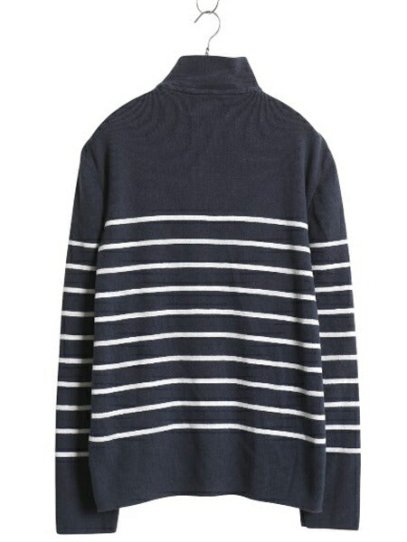 バブアー ハーフジップ ボーダー ニット セーター メンズ M / コットン 長袖ニット ハイネック ワンポイント シンプル ゆったり カットソー