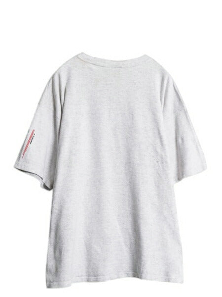 90s USA製 企業 ロゴ プリント 半袖 Tシャツ メンズ L オールド コットン ヘビーウェイト カットソー シンプル 当時物 ワンポイント グレー
