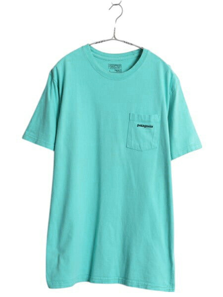 パタゴニア ポケット付き 両面 プリント 半袖 Tシャツ メンズ L 古着 17年製 アウトドア P6 バックプリント ボックスロゴ カットソー ポケT