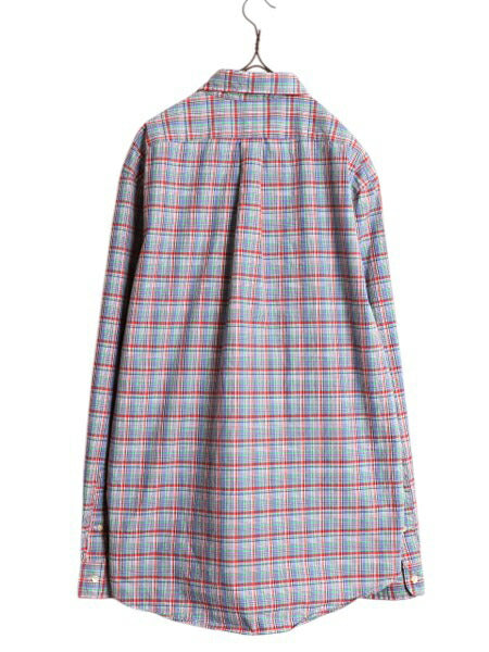 ラルフローレン チェック 長袖 ボタンダウン シャツ メンズ L / 古着 ポロ コットン 長袖シャツ ワンポイント マルチカラー ポニー刺繍 BD