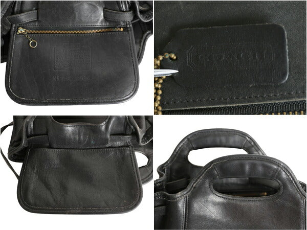 USA製 オールドコーチ 本革 レザー バッグ レディース 黒 / 2way リュック サック ハンドバッグ コーチ カバン シンプル オールレザー 巾着