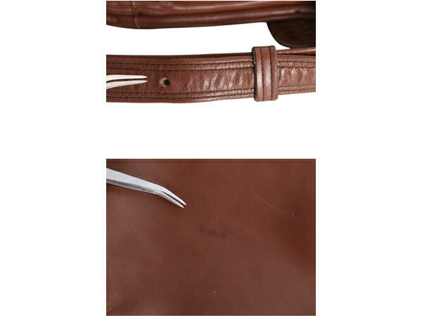 60s 70s 本革 レザー ショルダー バッグ / レザーバッグ メンズ レディース ヴィンテージ カバン 肩掛け 斜め掛け シンプル ブラウン 1点物