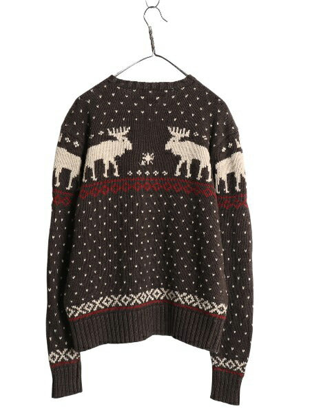 00s ポロ ラルフローレン ニット セーター メンズ XL / オールド コットン リネン Vネック ノルディック バーズアイ 大きいサイズ ゆったり