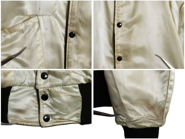 60s ★ ウール リバーシブル スタジャン メンズ M 程/ ヴィンテージ サガラ ワッペン 襟付き アワード ジャケット ブルゾン モノトーン 黒