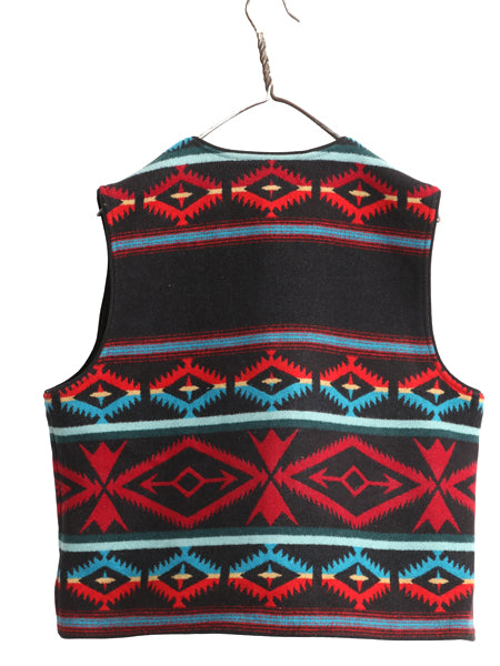 USA製 ペンドルトン ネイティブ 総柄 ラグ べスト レディース L / 重ね着 ウール ブランケット ノースリーブ ライナー付き マルチカラー