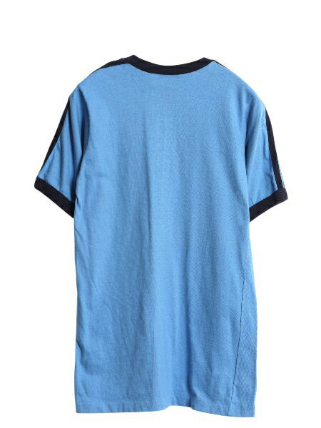 70s アディダス 3ライン トレフォイル プリント 半袖 リンガー Tシャツ メンズ M 小さめ S 程 ヴィンテージ ワンポイント シングルステッチ
