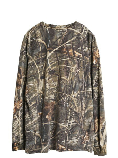 00s ラッセル アウトドア リアルツリー カモ ポケット付き 長袖 Tシャツ メンズ L オールド 総柄 カモフラ ロンT ポケT 迷彩 マルチカラー